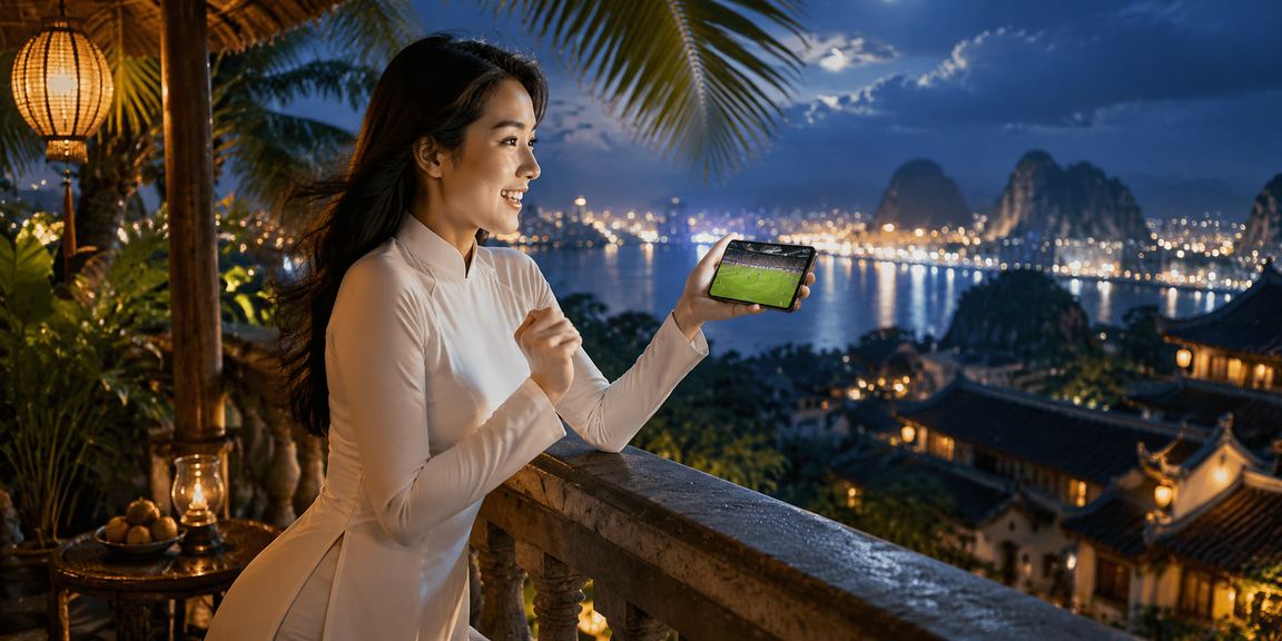 Người hâm mộ đặt cược cá độ bóng đá tại Ninh Bình trong trang phục áo dài truyền thống